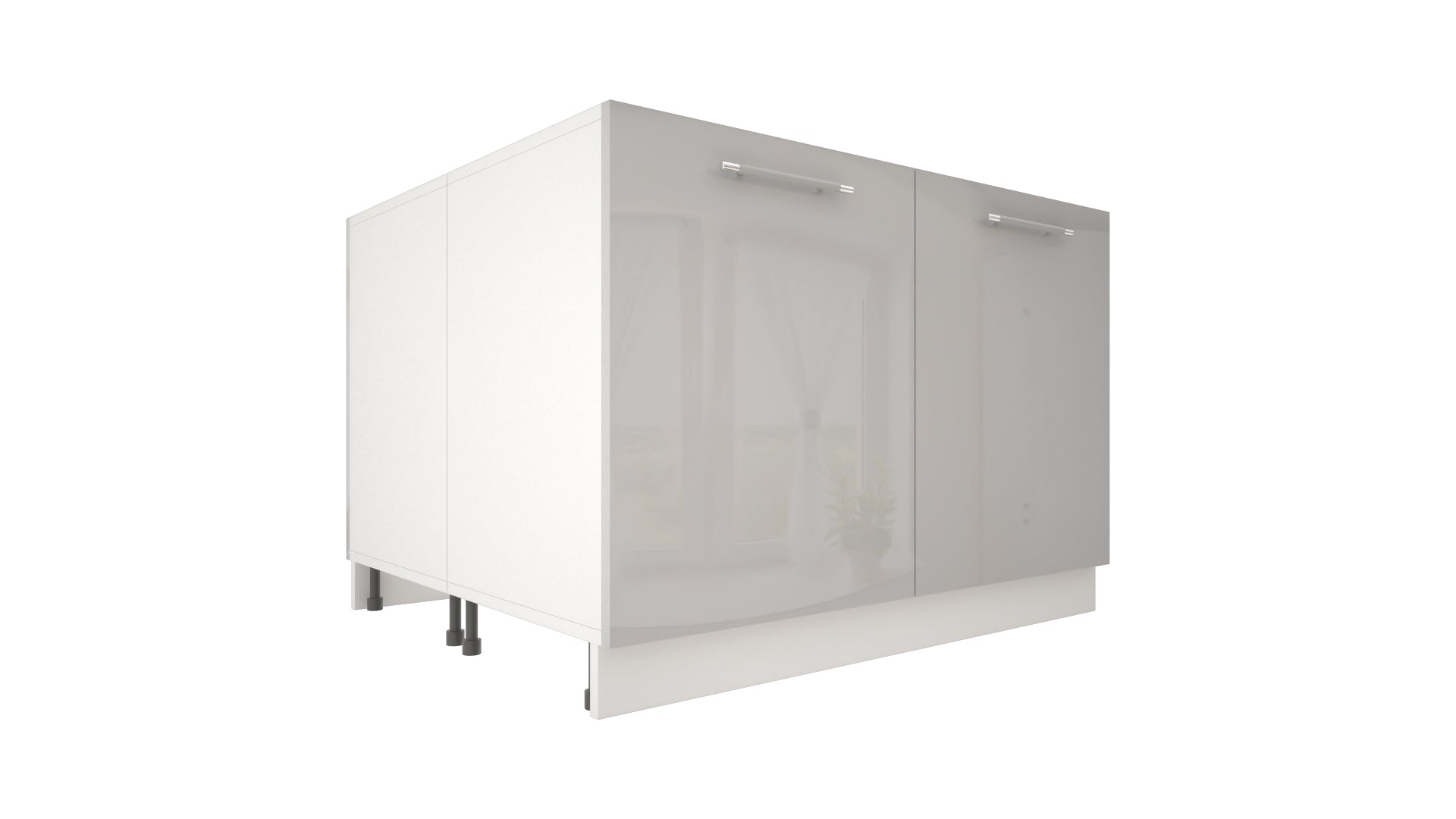 Ilot Central de Cuisine Duo 120 gris laquée