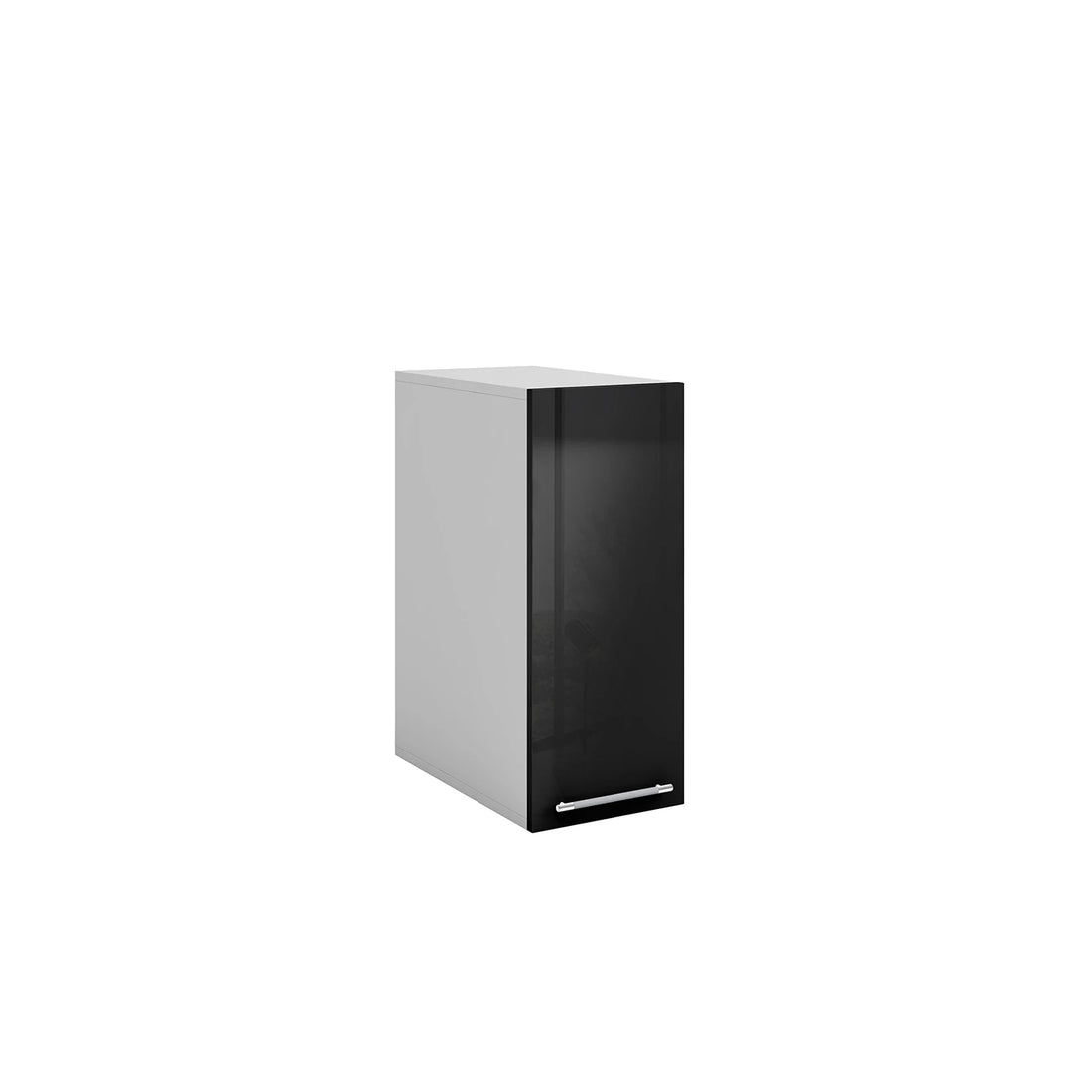 Meuble de cuisine haut noir laqué 1 porte 2 étagères L 30 x H 72 cm
