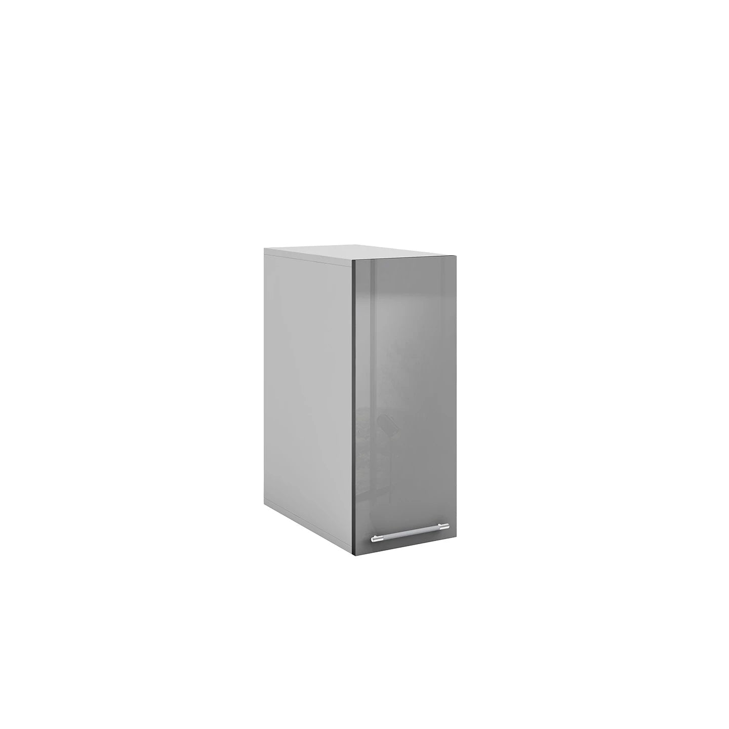 Meuble de cuisine haut gris laqué 1 porte 2 étagères L 30 x H 72 cm
