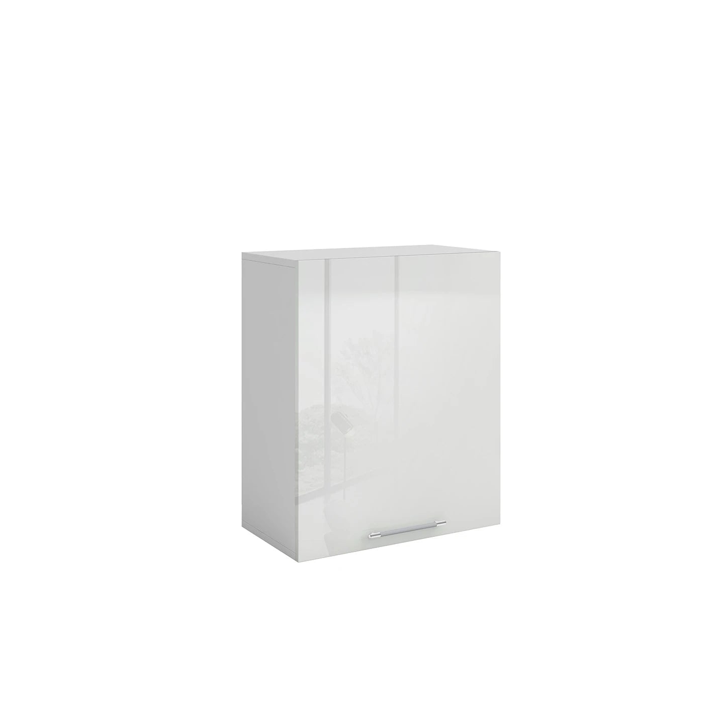 Meuble de cuisine haut blanc laqué 1 porte 2 étagères L 60 x H 72 cm