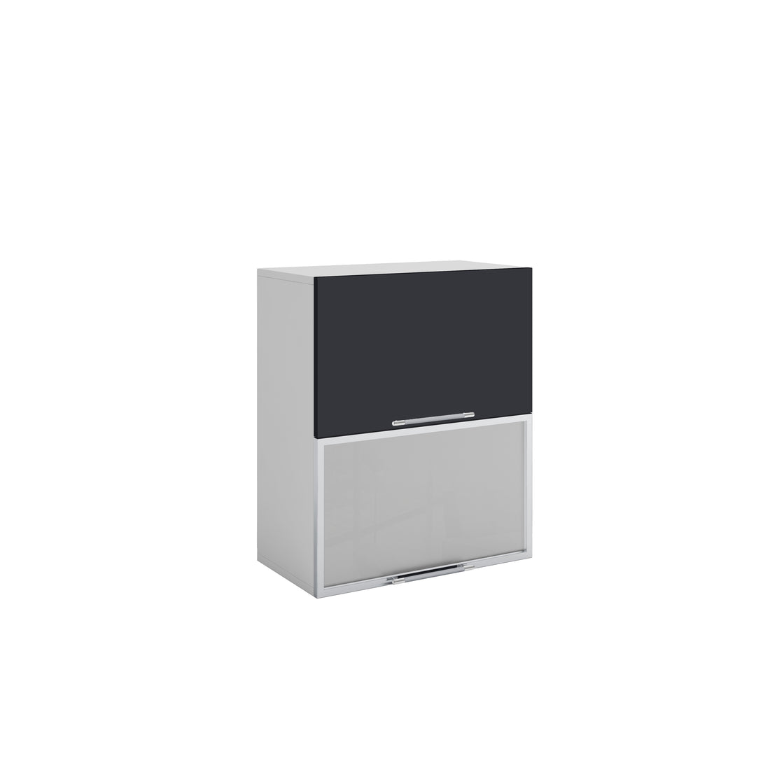 Meuble de cuisine haut vitré gris anthracite 2 portes 1 étagère L 60 x H 72 cm