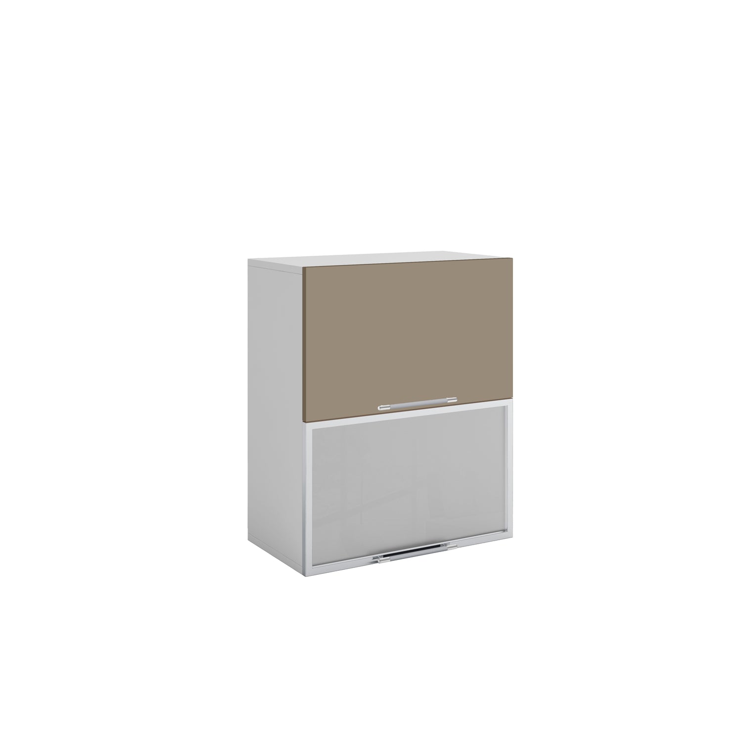 Meuble de cuisine haut vitré sable mat 2 portes 2 étagères L 60 x H 72 cm