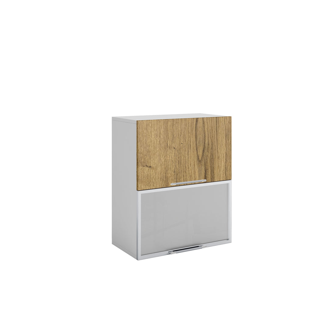 Meuble de cuisine haut vitré bois clair 2 portes 2 étagères L 60 x H 72 cm