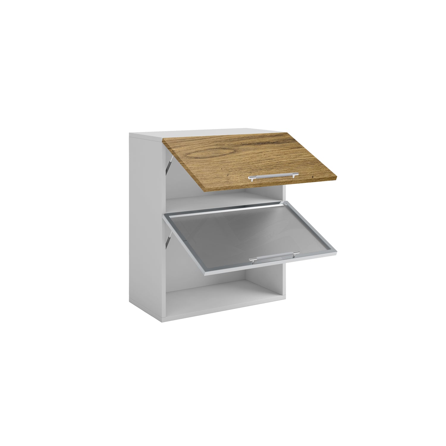 Meuble de cuisine haut vitré bois clair 2 portes 1 étagère L 60 x H 72 cm