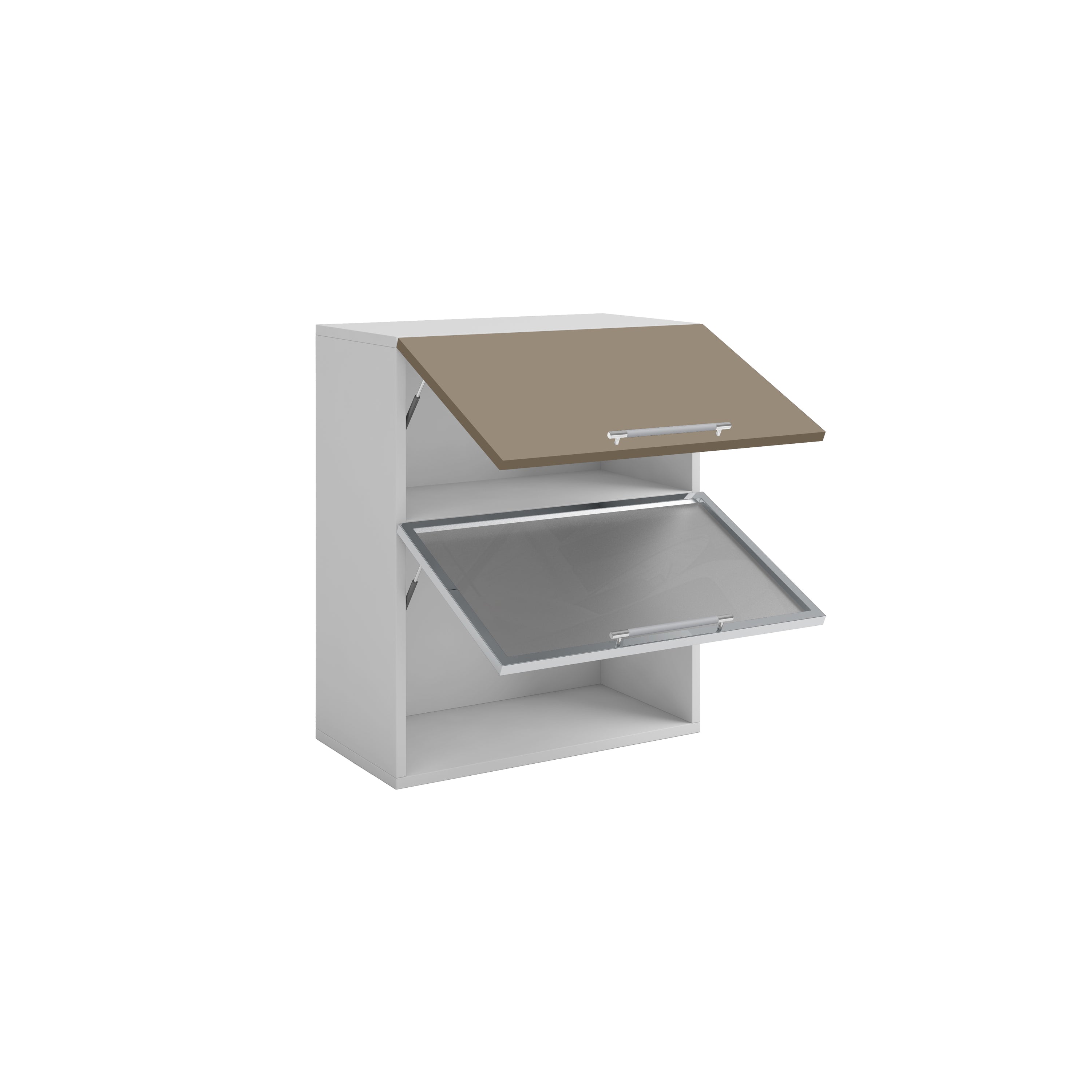 Meuble de cuisine haut vitré sable mat 2 portes 1 étagère L 60 x H 72 cm