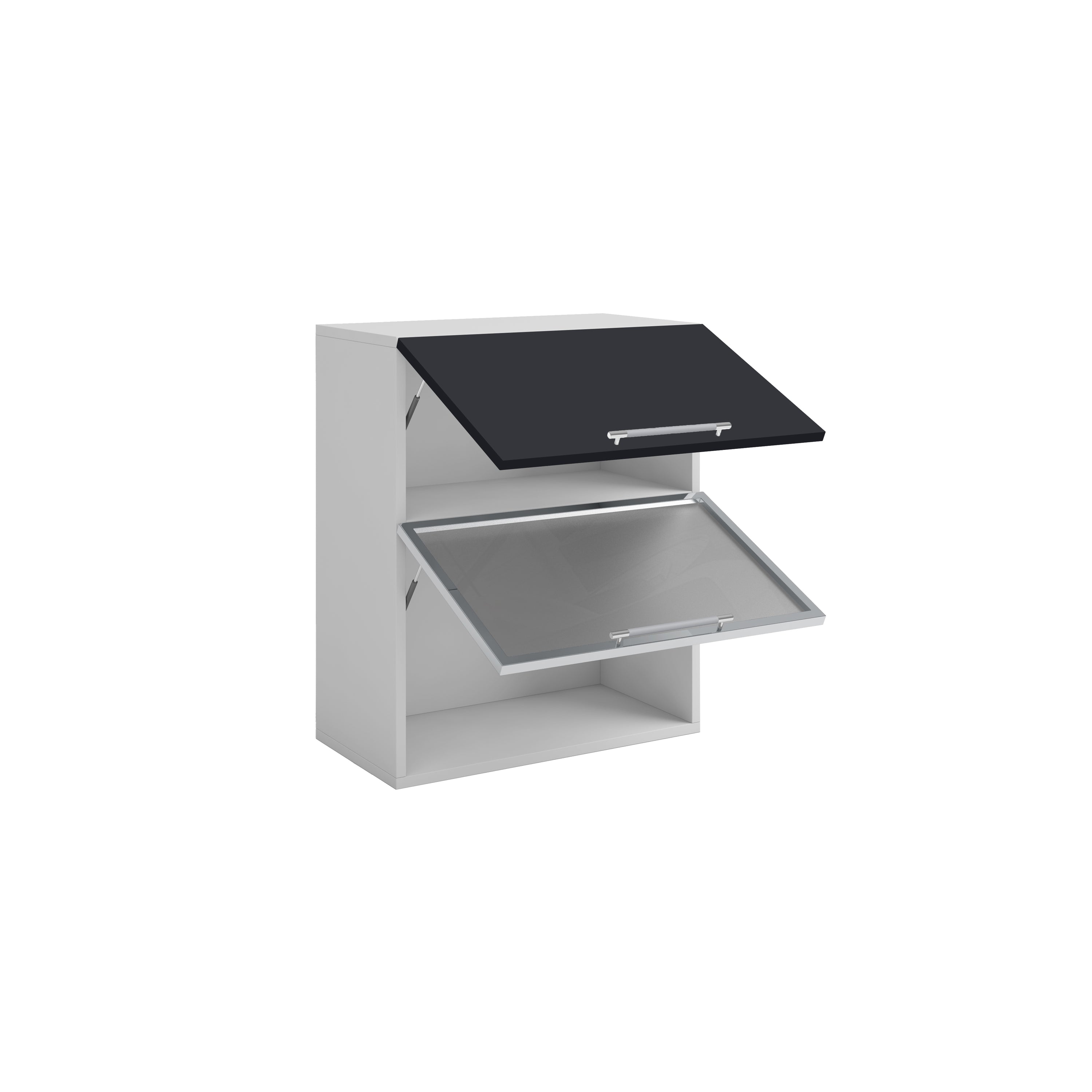 Meuble de cuisine haut vitré gris anthracite 2 portes 1 étagère L 60 x H 72 cm