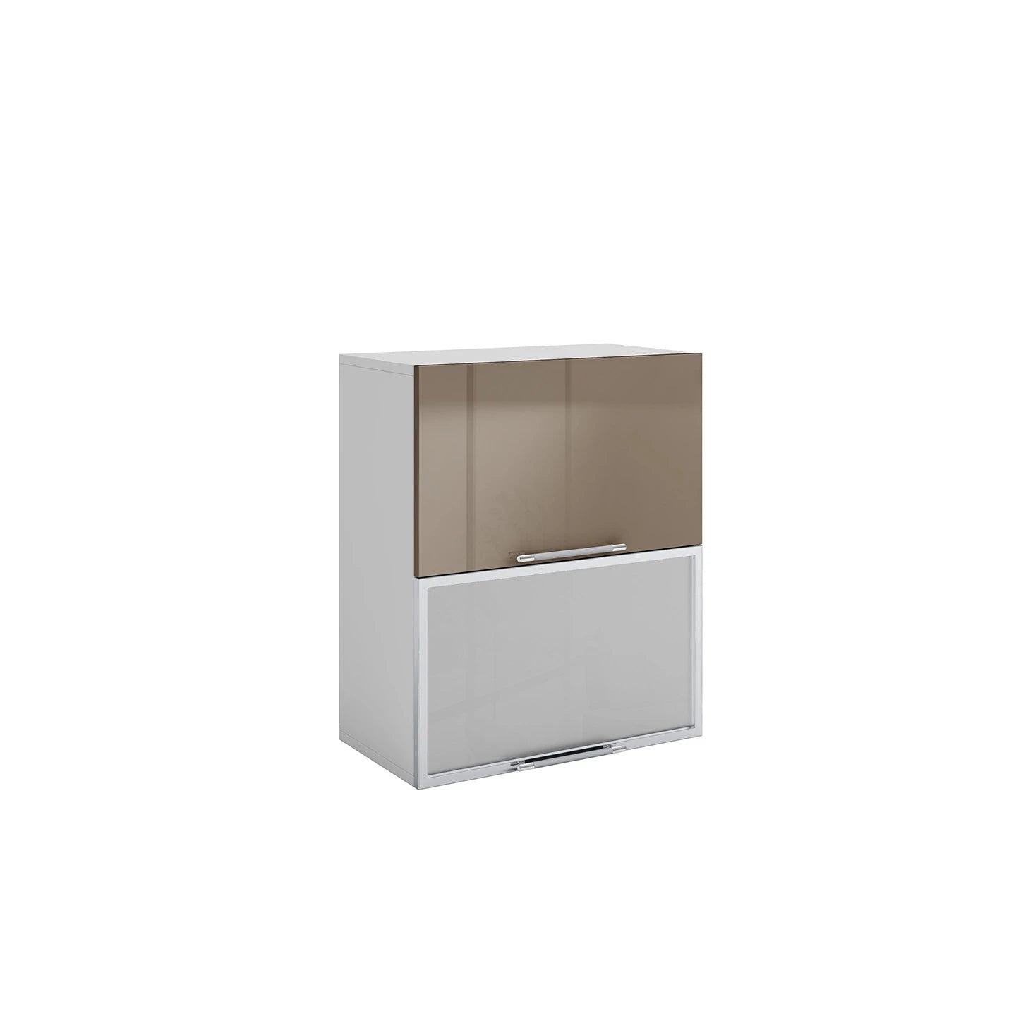 Meuble de cuisine haut vitré taupe laqué 2 portes 2 étagères L 60 x H 72 cm