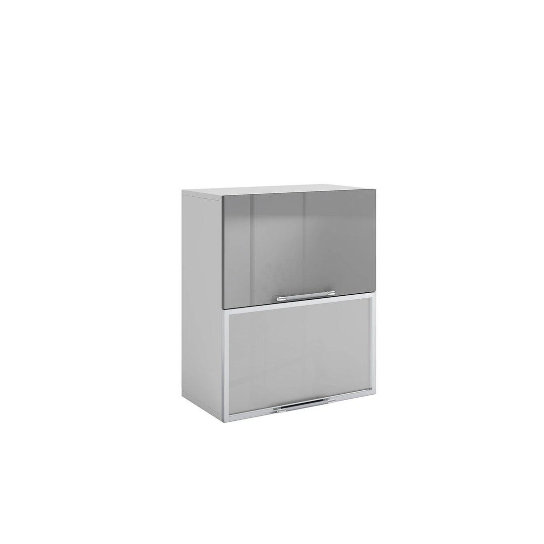 Meuble de cuisine haut vitré gris laqué 2 portes 1 étagère L 60 x H 72 cm