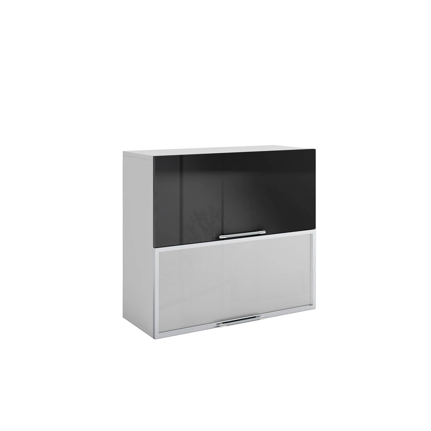 Meuble de cuisine haut vitré noir laqué 2 portes 1 étagère L 80 x H 72 cm