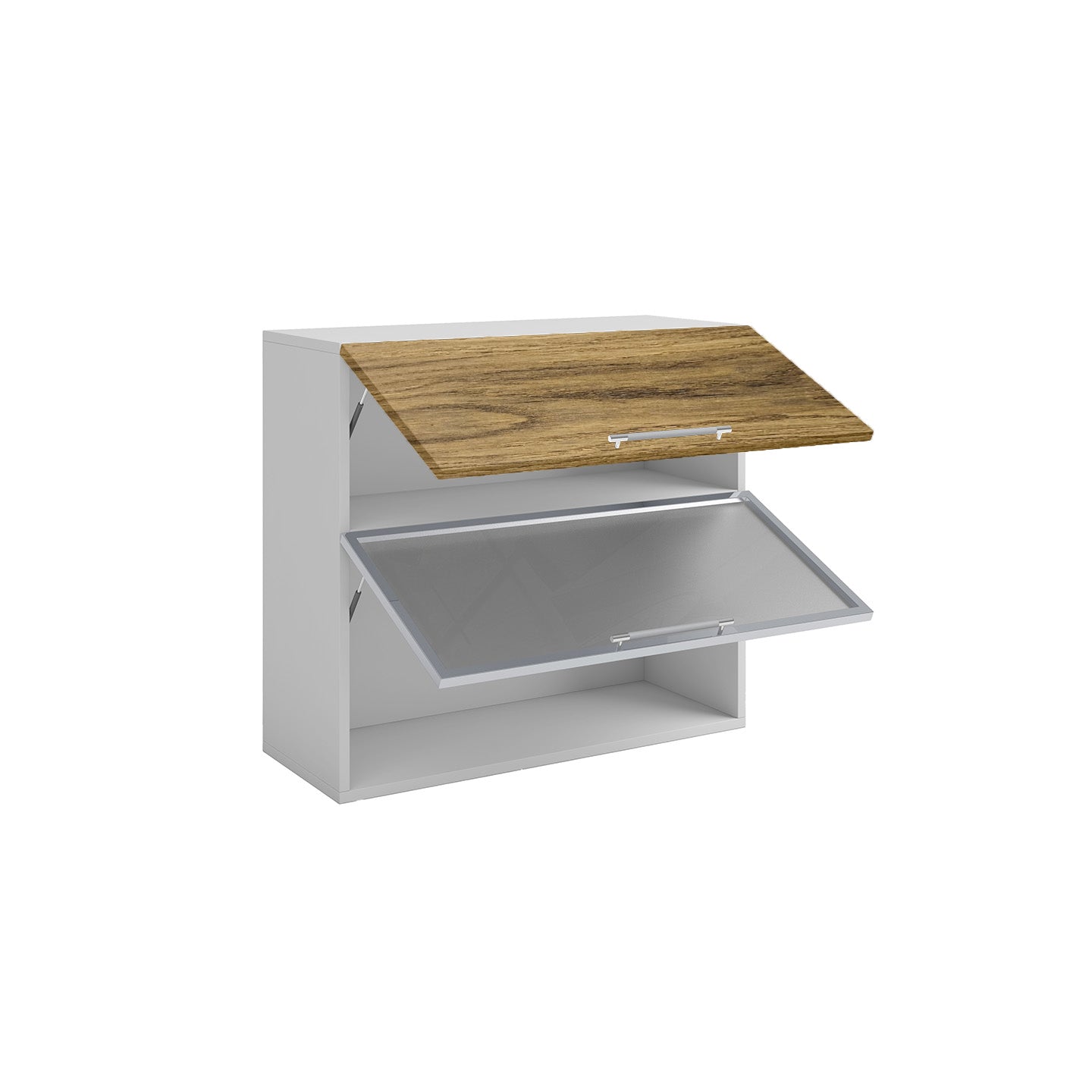 Meuble de cuisine haut vitré bois clair 2 portes 1 étagère L 80 x H 72 cm