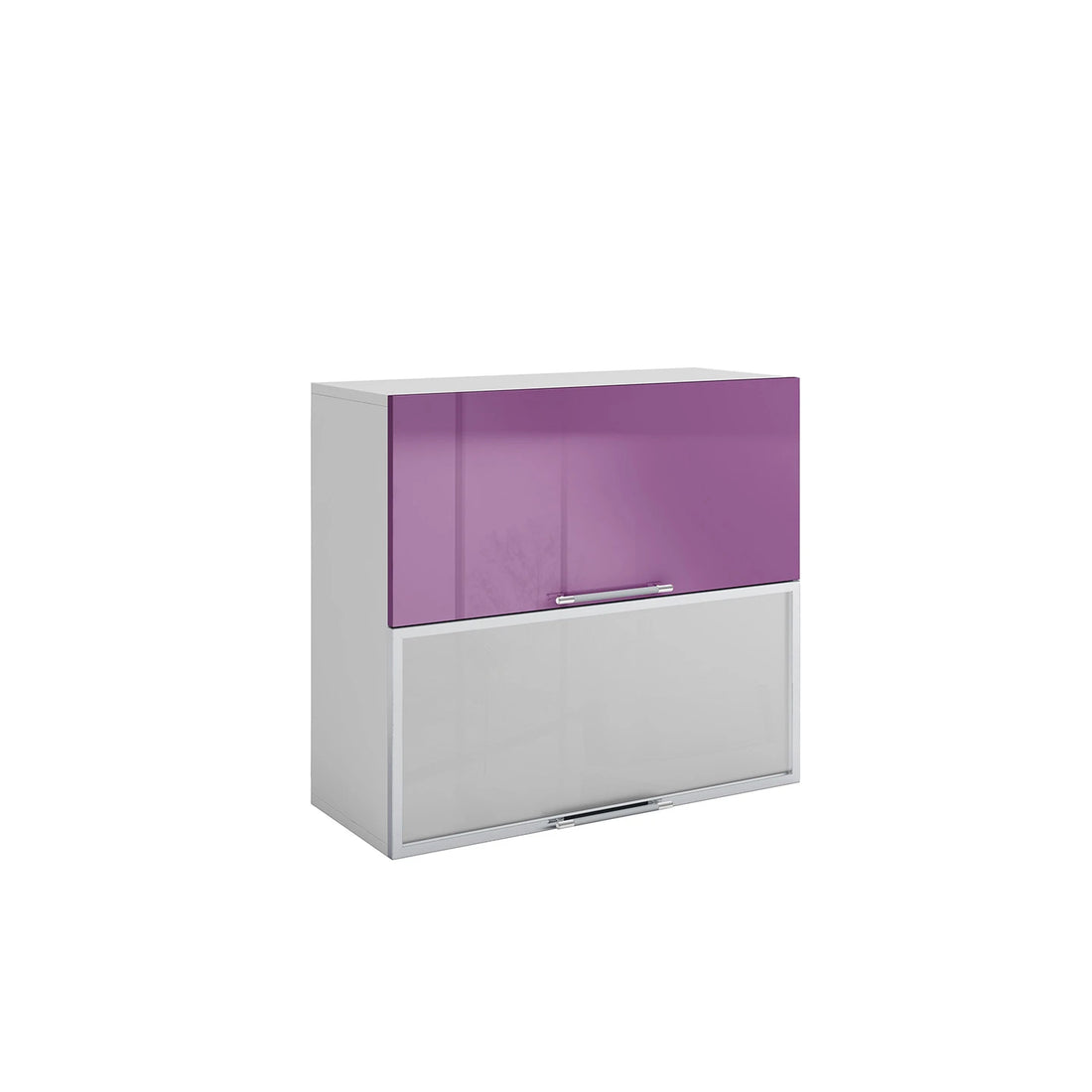 Meuble de cuisine haut vitré aubergine laqué 2 portes 2 étagères L 80 x H 72 cm