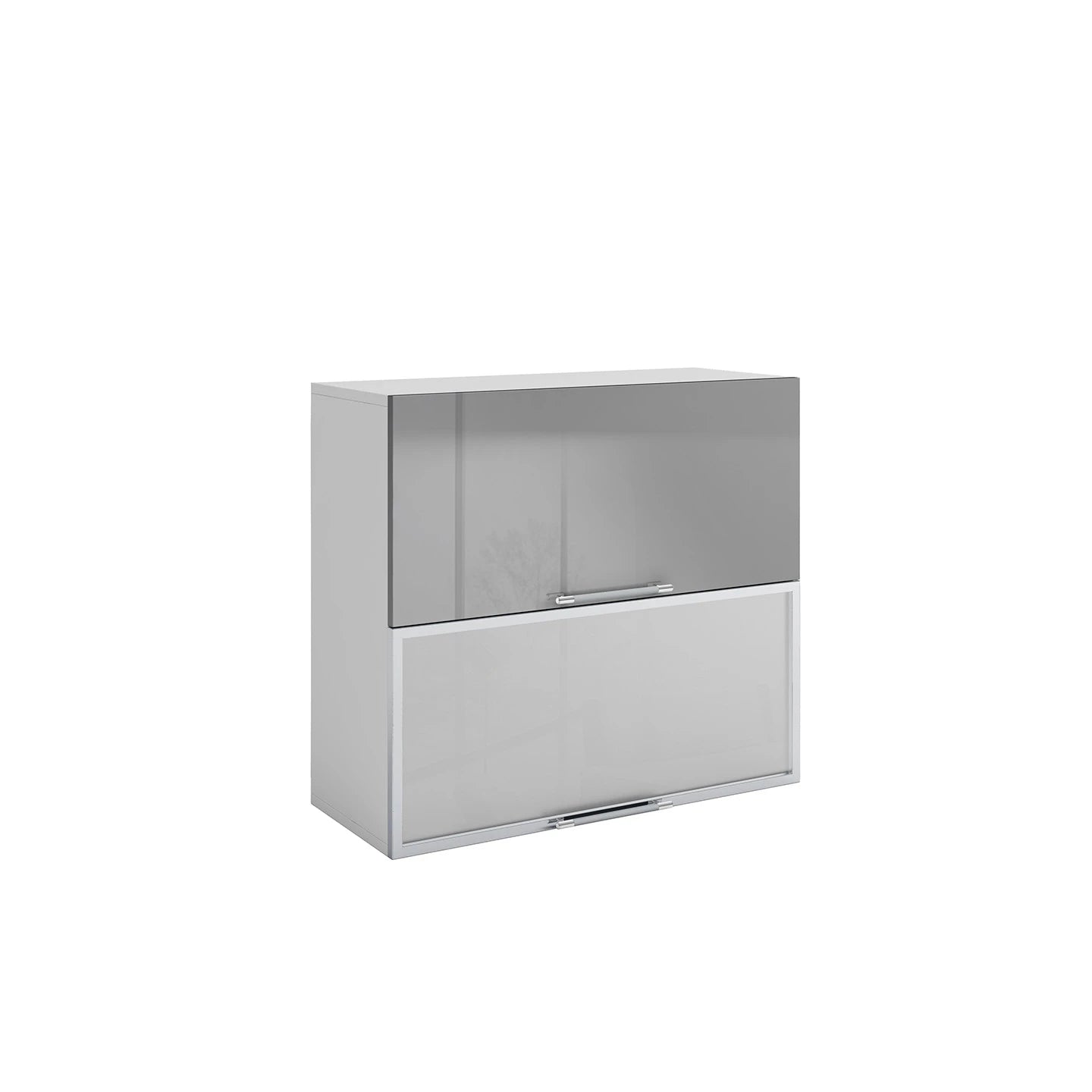 Meuble de cuisine haut vitré gris laqué 2 portes 1 étagère L 80 x H 72 cm