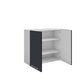 Meuble de cuisine haut gris anthracite 2 portes 2 étagères L 80 x H 72 cm