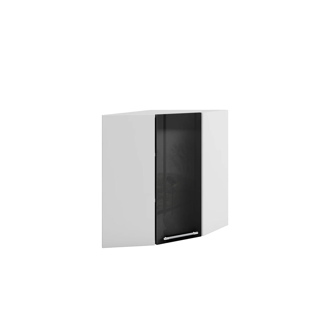 Meuble de cuisine haut d'angle noir laqué 1 porte 2 étagères L 60 x 60 x H 72 cm