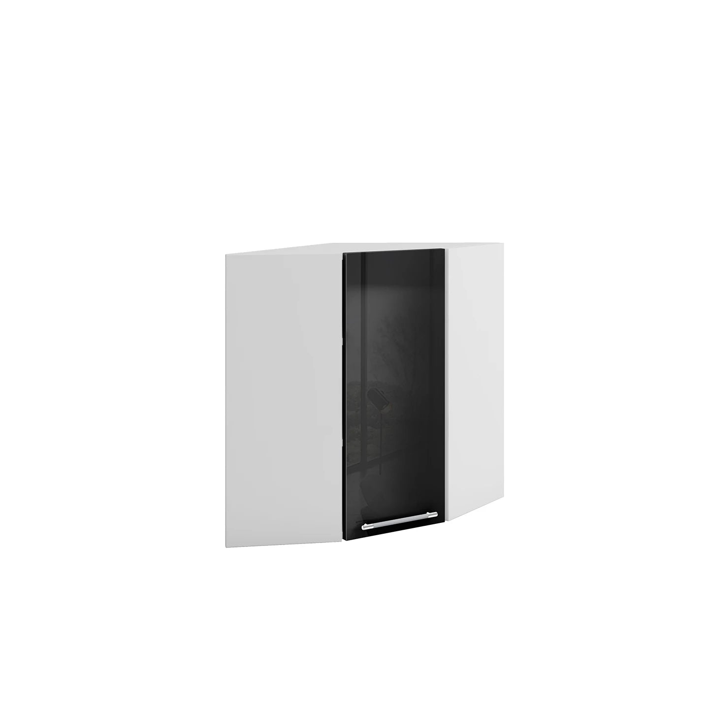 Meuble de cuisine haut d'angle noir laqué 1 porte 2 étagères L 60 x 60 x H 72 cm