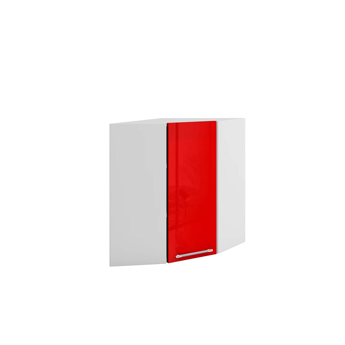 Meuble de cuisine haut d'angle rouge laqué 1 porte 2 étagères L 60 x 60 x H 72 cm