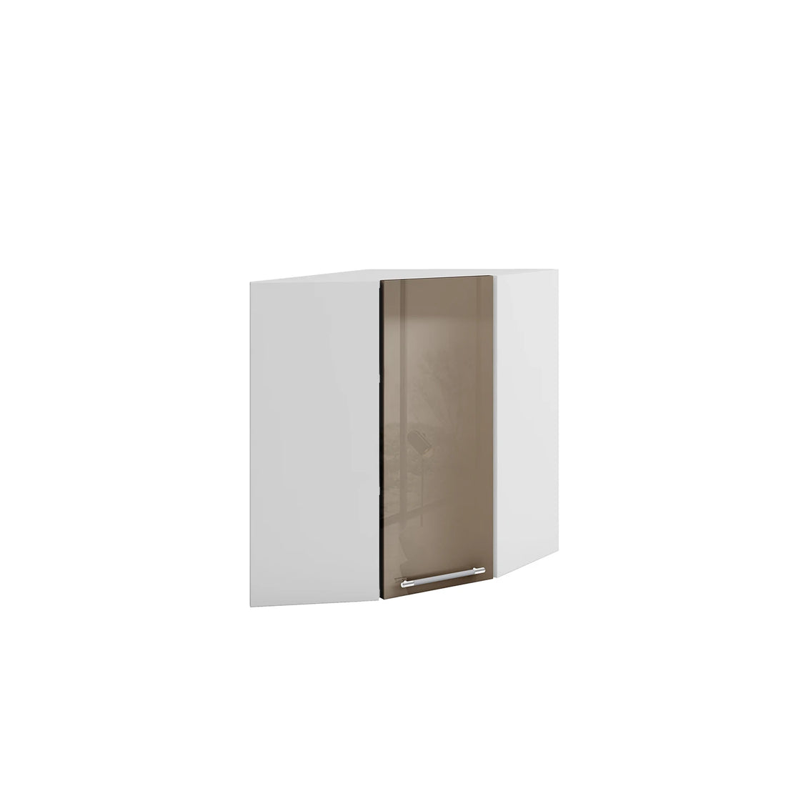 Meuble de cuisine haut d'angle taupe laqué 1 porte 2 étagères L 60 x 60 x H 72 cm