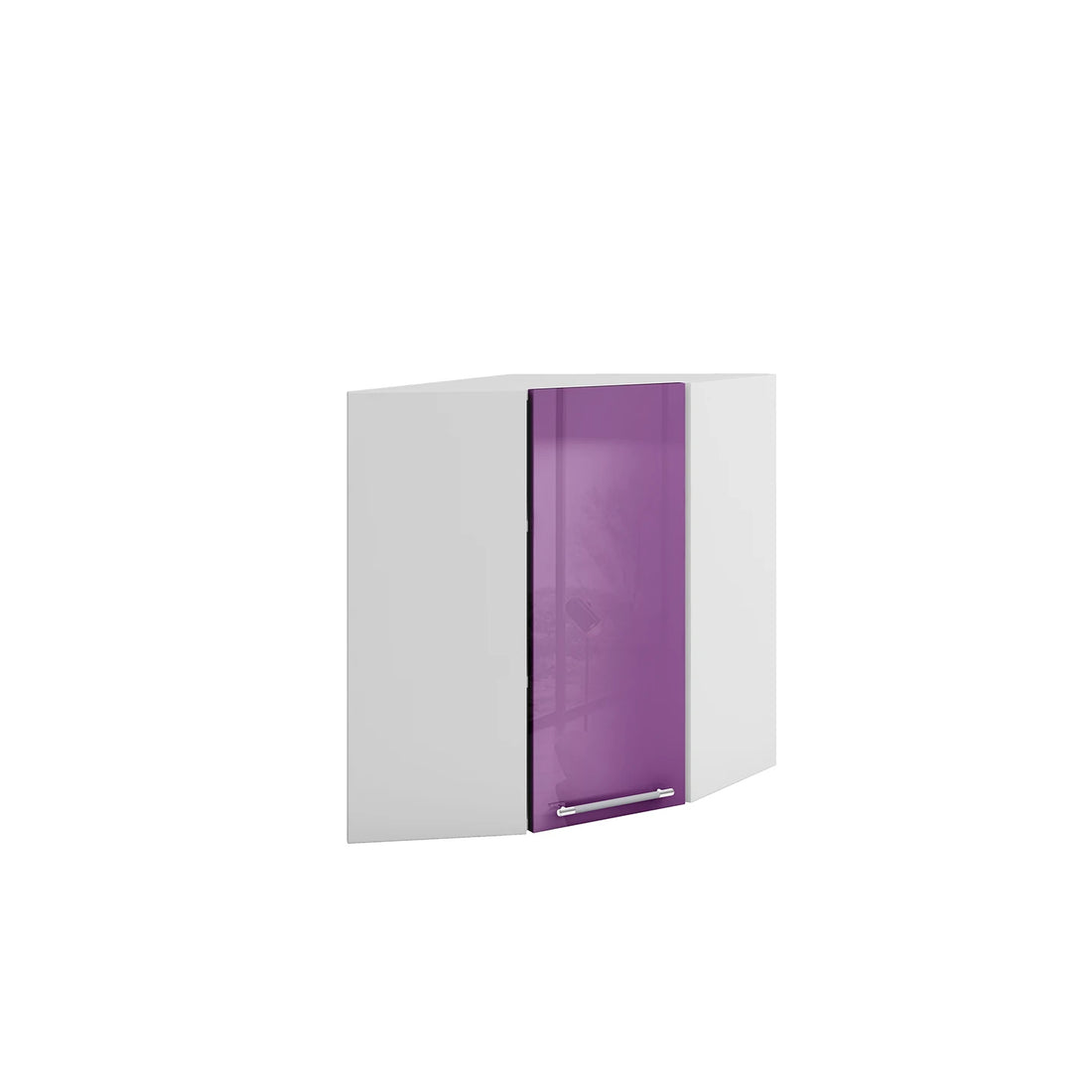 Meuble de cuisine haut d'angle aubergine laqué 1 porte 2 étagères L 60 x 60 x H 72 cm