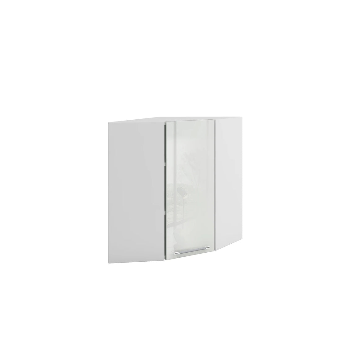 Meuble de cuisine haut d'angle blanc laqué 1 porte 2 étagères L 60 x 60 x H 72 cm