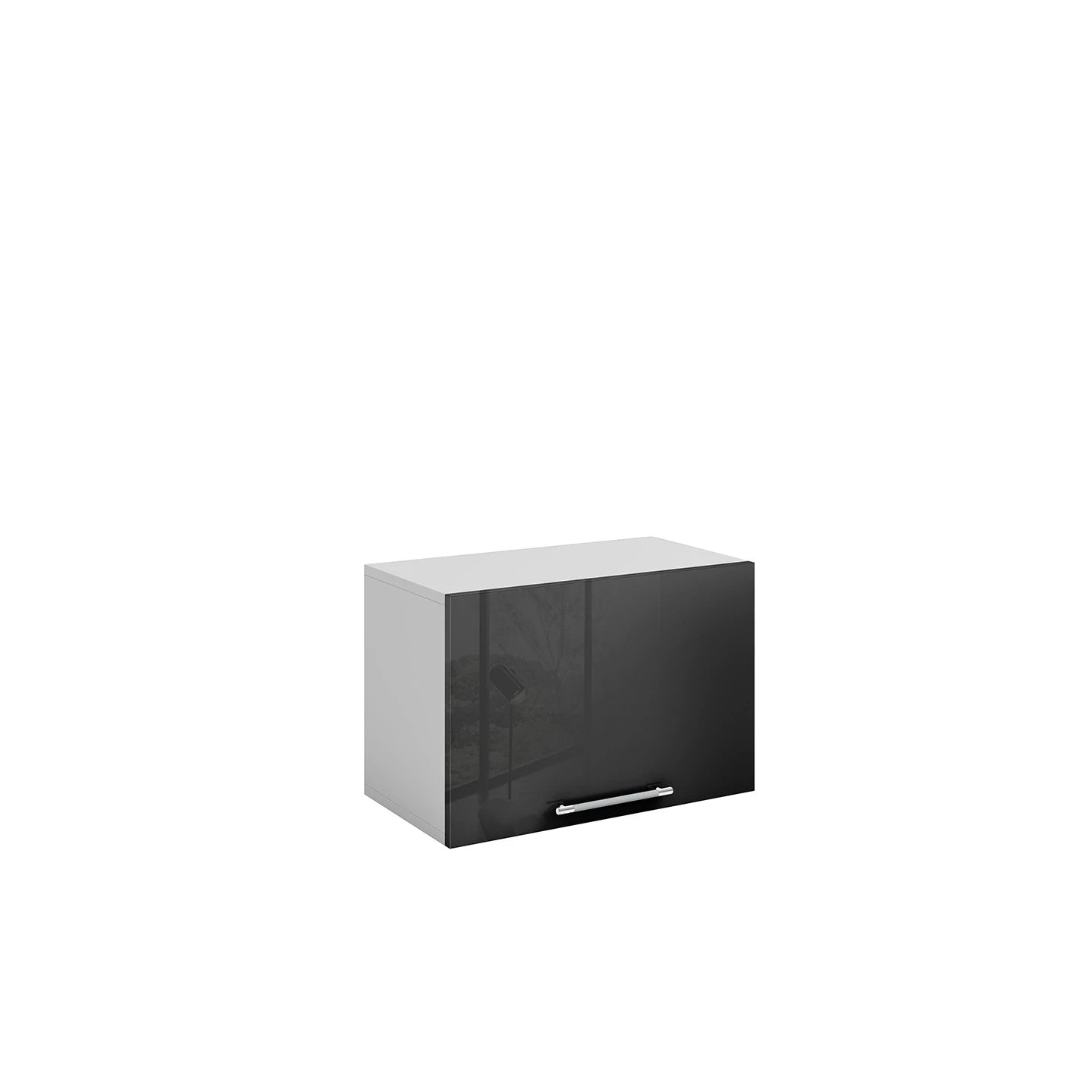 Meuble de cuisine haut sous hotte noir laqué 1 porte 1 étagère L 60 x H 40 cm