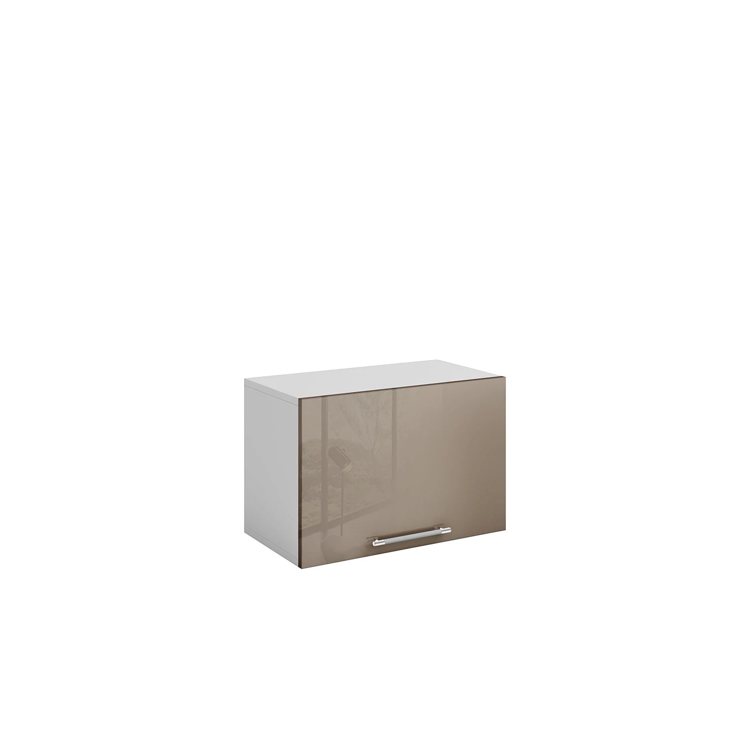 Meuble de cuisine haut sous hotte taupe laqué 1 porte 1 étagère L 60 x H 40 cm