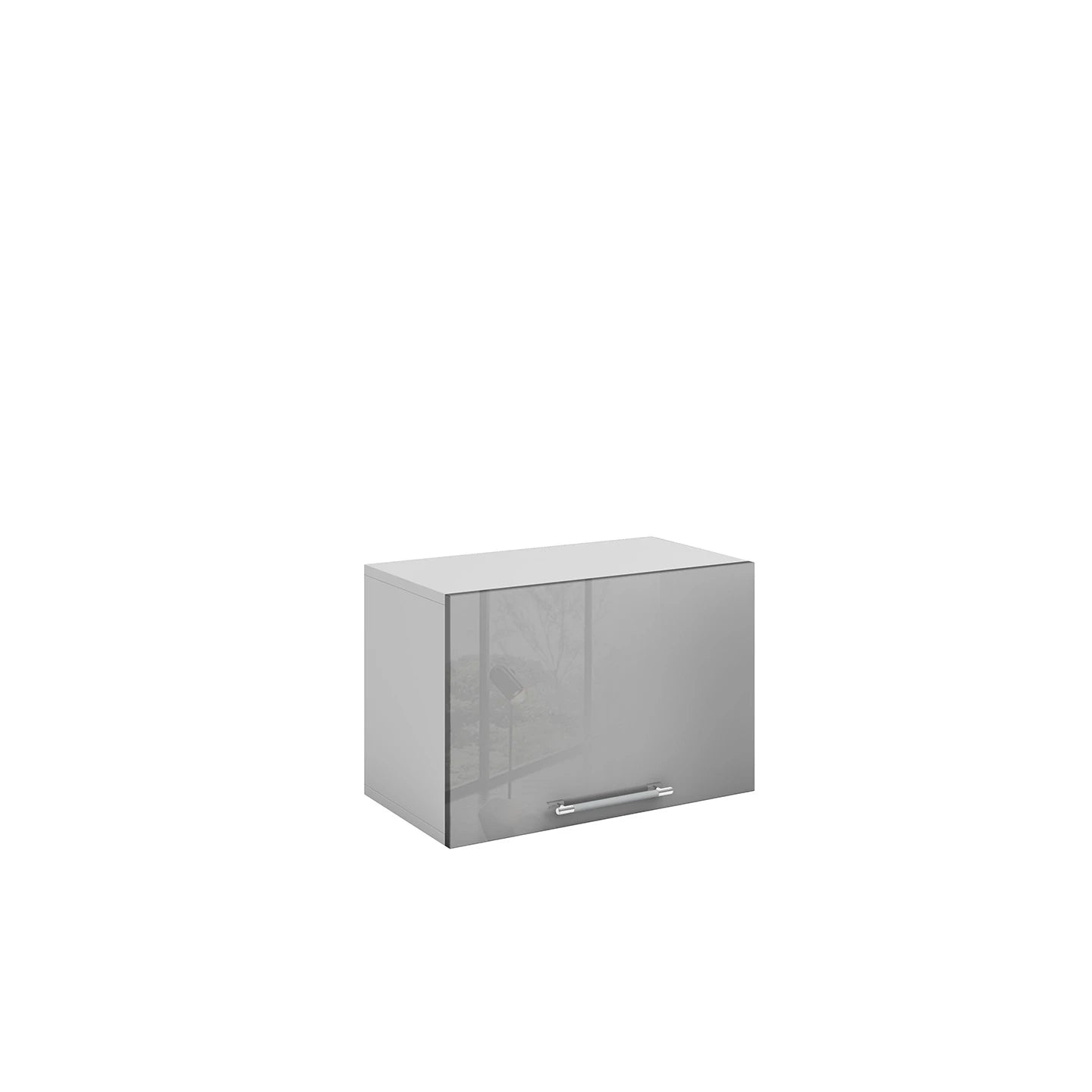 Meuble de cuisine haut sous hotte gris laqué 1 porte 1 étagère L 60 x H 40 cm