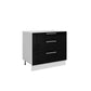 Meuble de cuisine casserolier 3 tiroirs noir laqué L 80 x H 72 cm 