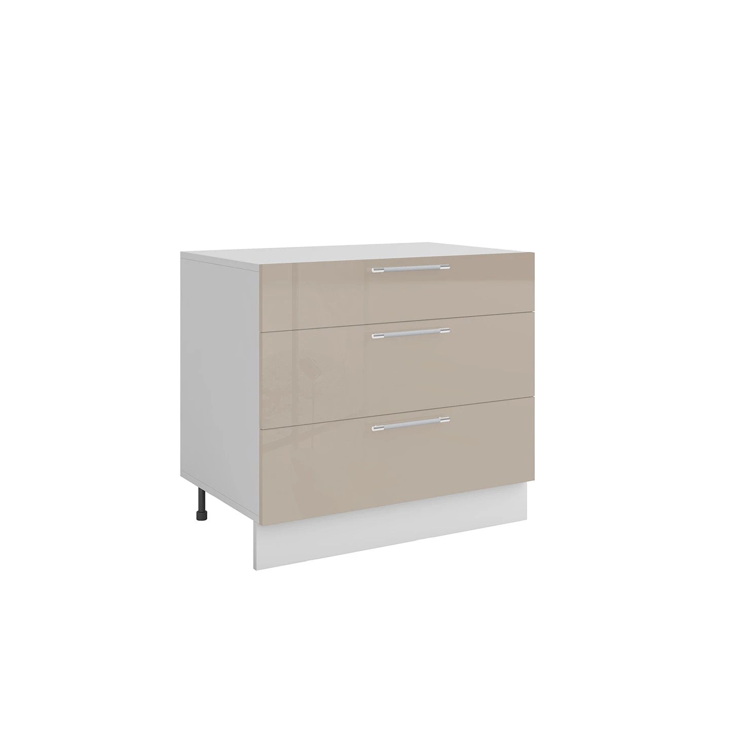 Meuble de cuisine casserolier 3 tiroirs taupe laqué L 80 x H 72 cm