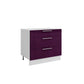 Meuble de cuisine casserolier 3 tiroirs aubergine laqué L 80 x H 72 cm