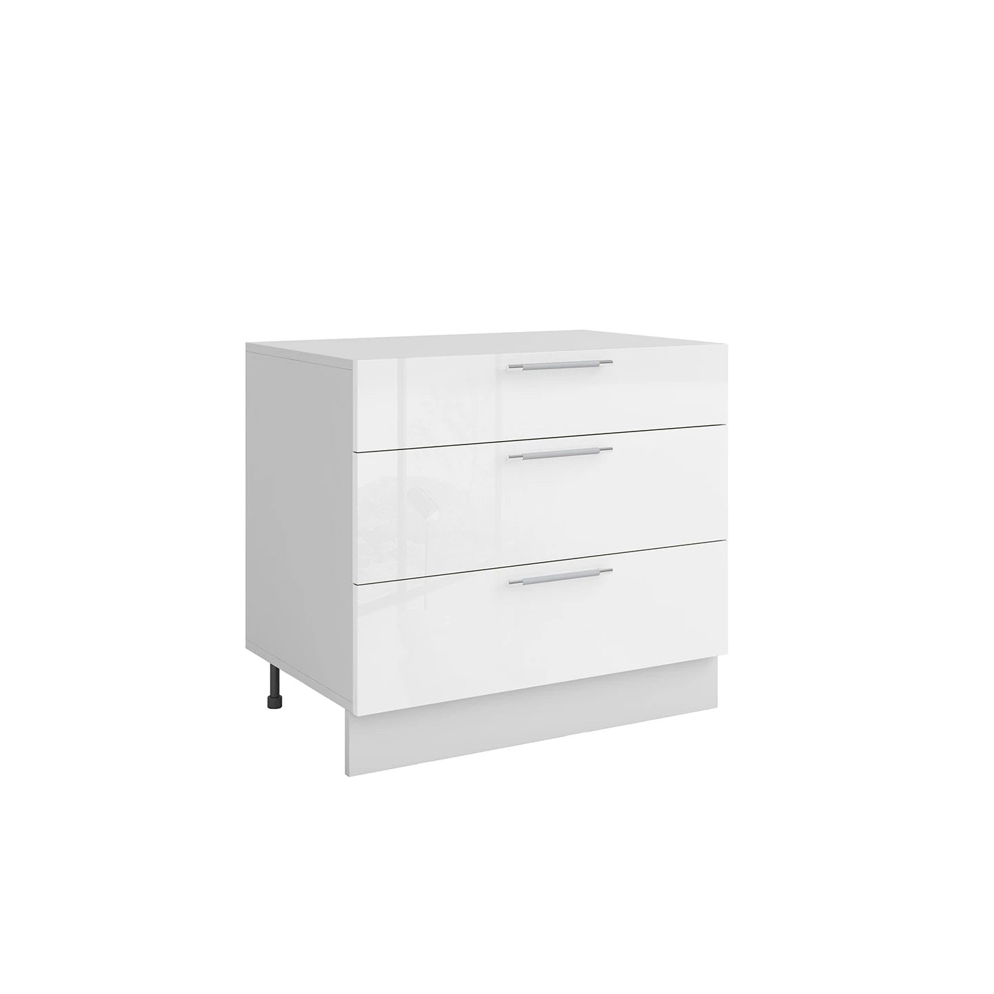 Meuble de cuisine casserolier 3 tiroirs blanc laqué L 80 x H 72 cm
