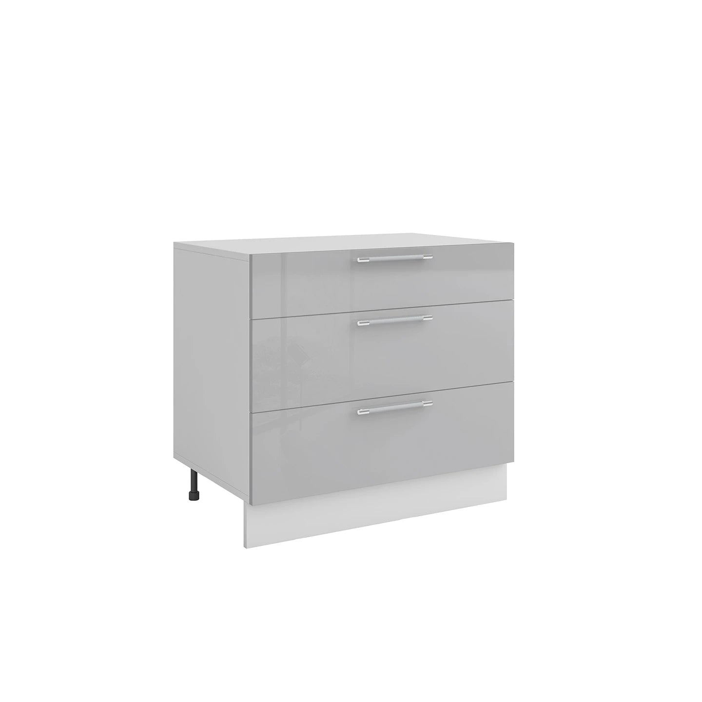 Meuble de cuisine casserolier 3 tiroirs gris laqué L 80 x H 72 cm