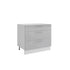 Meuble de cuisine casserolier 3 tiroirs gris laqué L 80 x H 72 cm