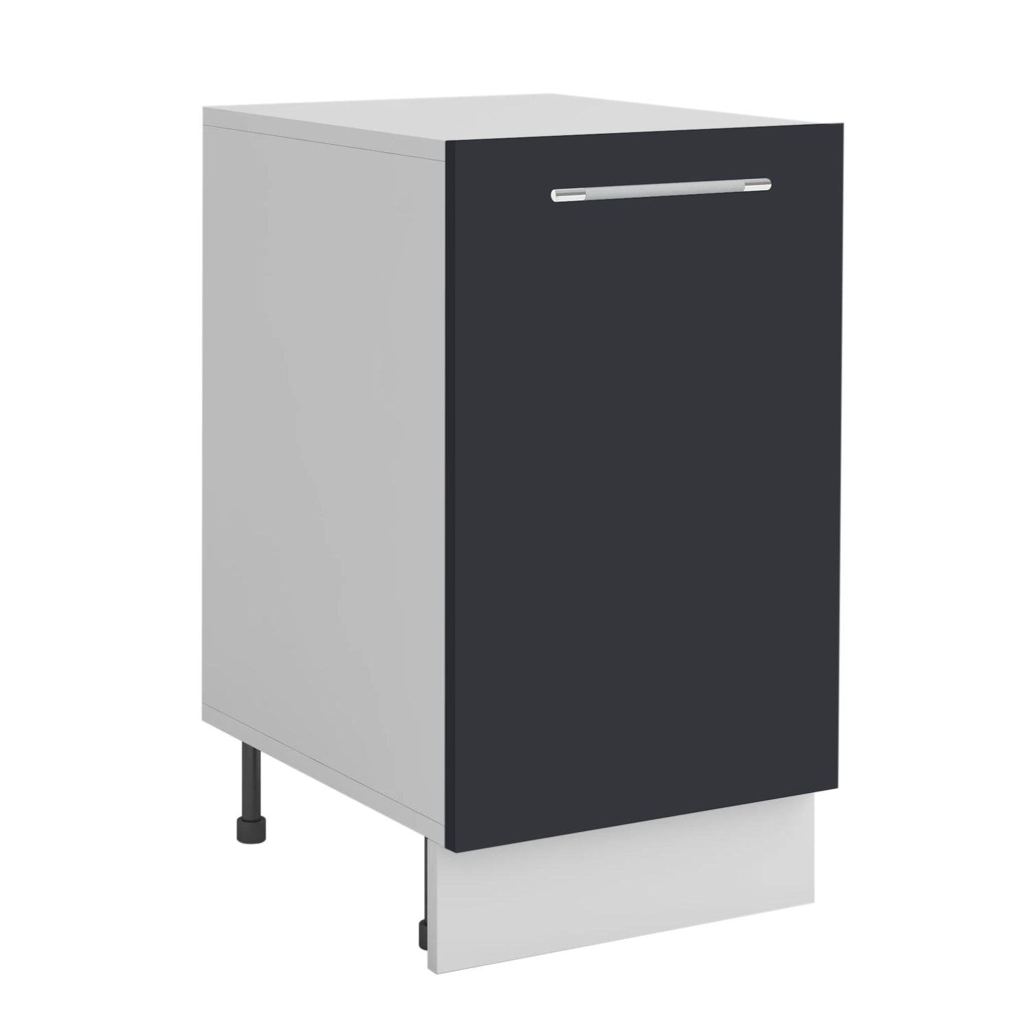 Meuble de cuisine bas gris anthracite 1 porte 1 étagère L 40 x H 72 cm ( Partie haut non couvert )
