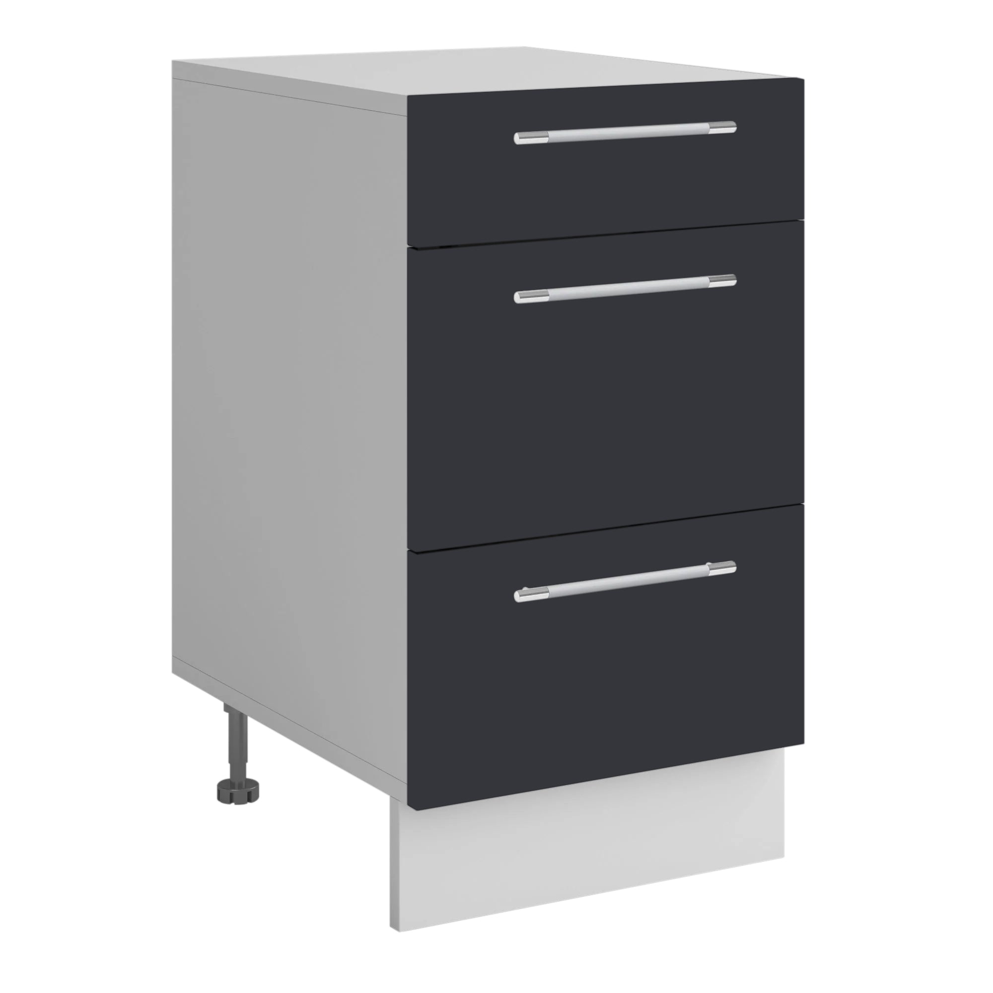 Meuble de cuisine casserolier 3 tiroirs gris anthracite L 40 x H 72 cm ( Partie haut non couvert )