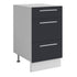 Meuble de cuisine casserolier 3 tiroirs gris anthracite L 40 x H 72 cm ( Partie haut non couvert )