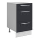 Meuble de cuisine casserolier 3 tiroirs gris anthracite L 40 x H 72 cm ( Partie haut non couvert )