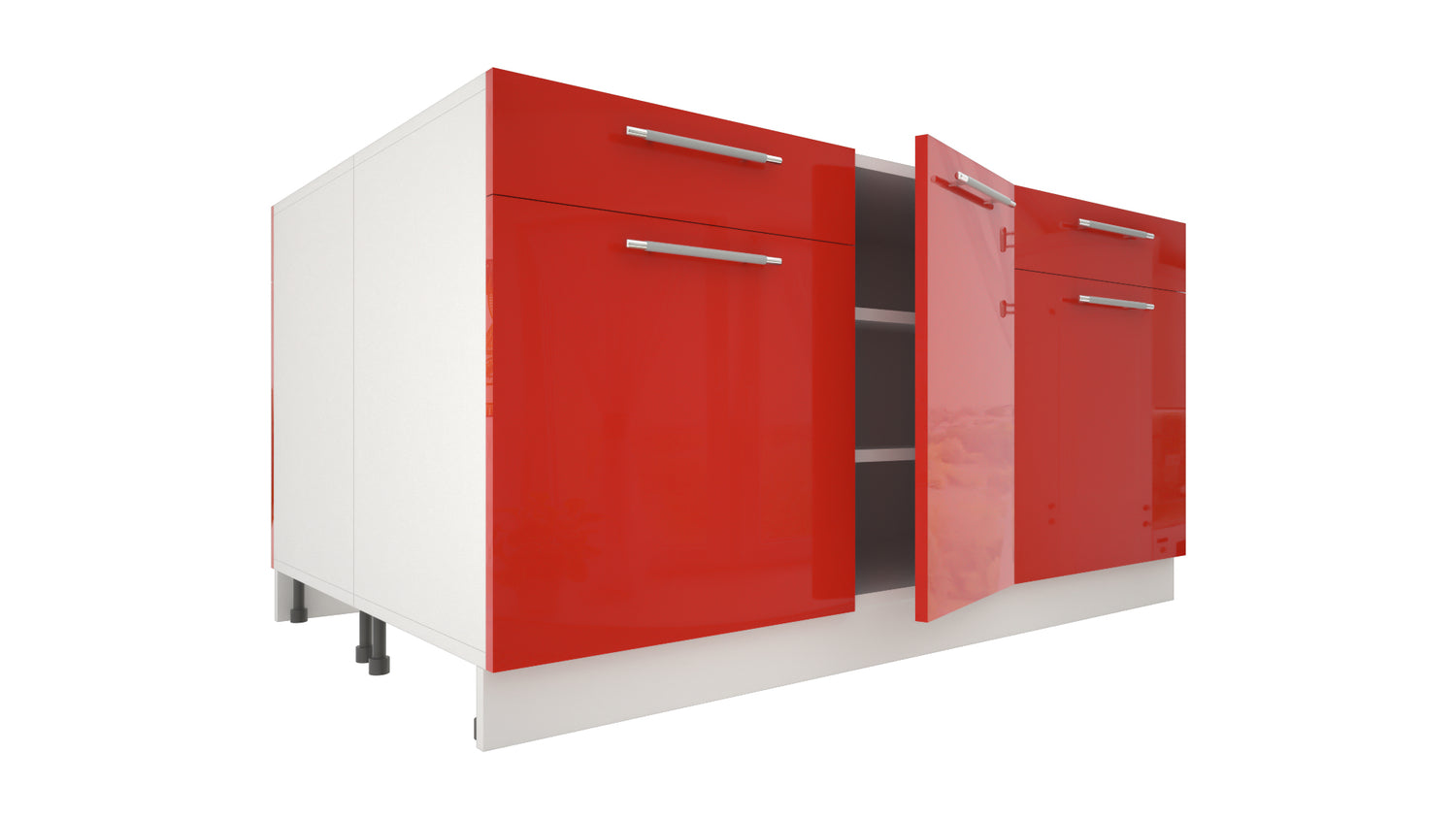 Ilot Central de Cuisine Duo 160 rouge laquée