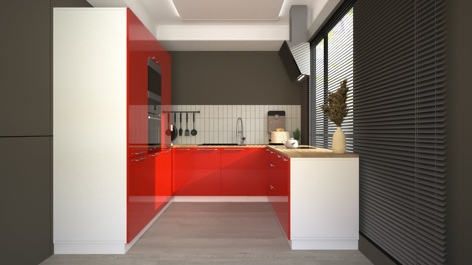 Cuisine complète U-Deluxe rouge laquée