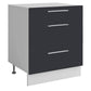 Meuble de cuisine casserolier 3 tiroirs gris anthracite L 60 x H 72 cm ( Partie haut non couvert )