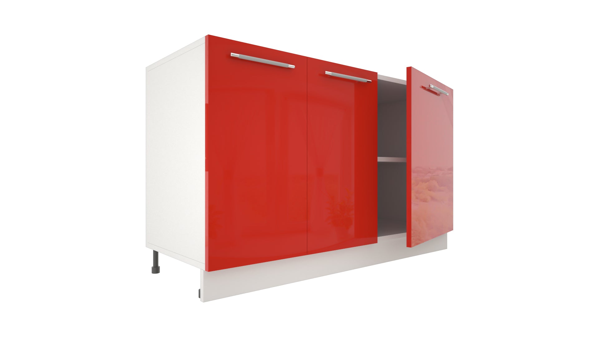 Ilot Central de Cuisine Solo 140 rouge laquée