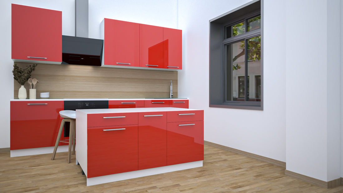 Ilot Central de Cuisine Duo 160 rouge laquée