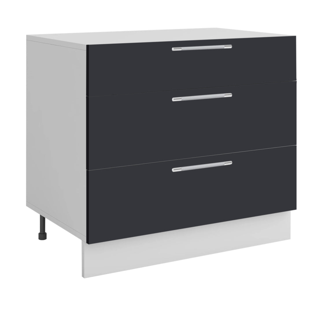Meuble de cuisine casserolier 3 tiroirs gris anthracite L 80 x H 72 cm ( Partie haut non couvert )