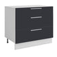 Meuble de cuisine casserolier 3 tiroirs gris anthracite L 80 x H 72 cm ( Partie haut non couvert )