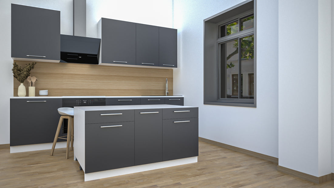 Ilot Central de Cuisine Duo 160 gris anthracite