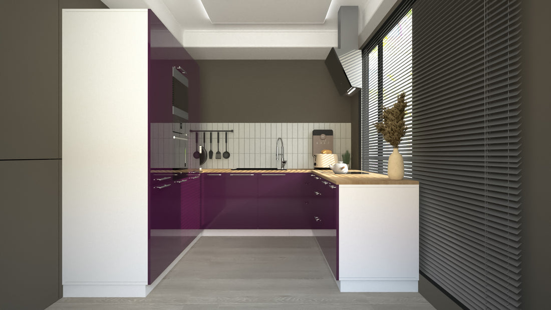 Cuisine complète U-Deluxe violet laquée