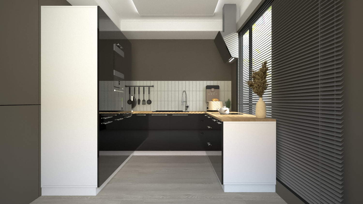 Cuisine complète U-Deluxe noir laquée