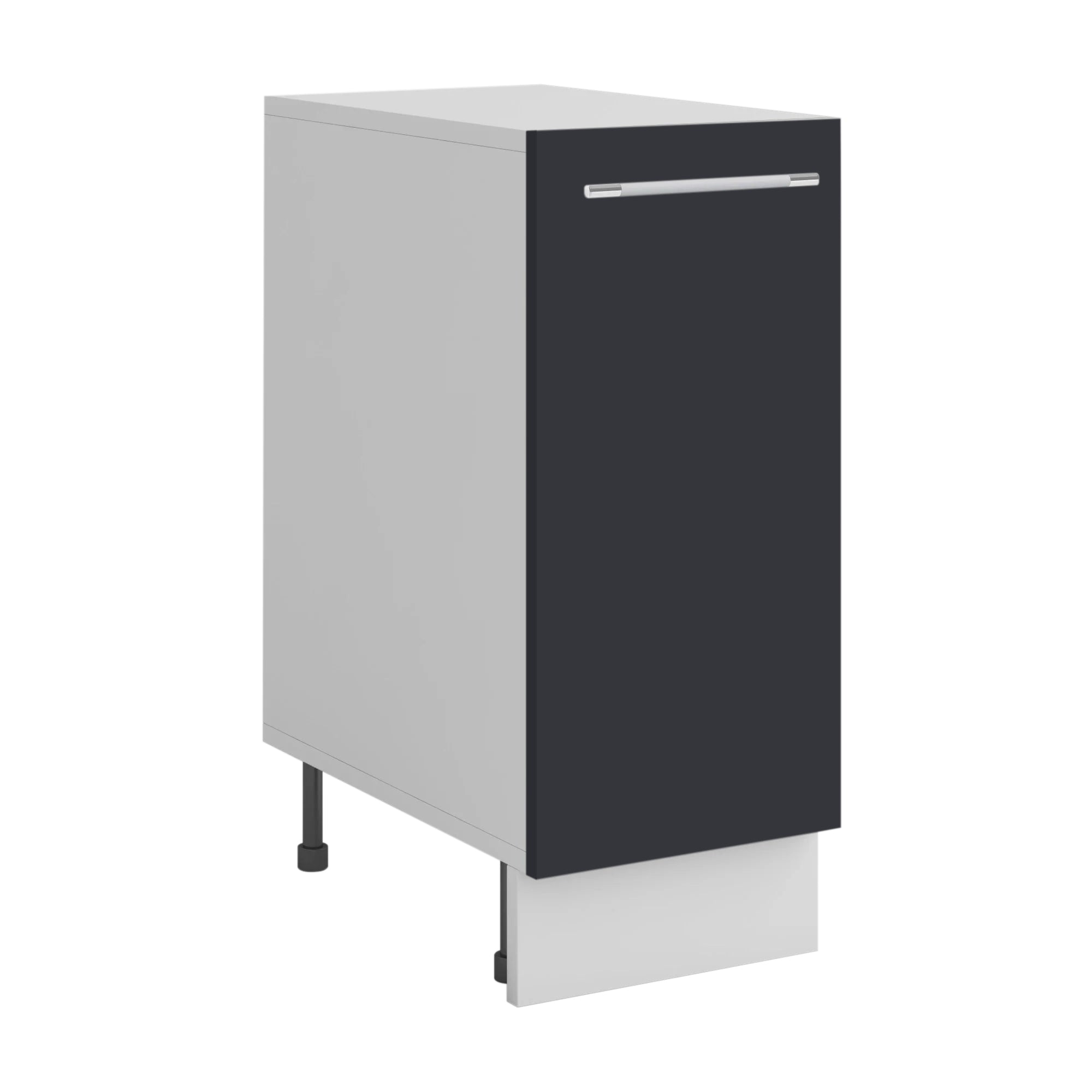 Meuble de cuisine bas gris anthracite 1 porte 1 étagère L 30 x H 72 cm ( Partie haut non couvert )