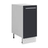 Meuble de cuisine bas gris anthracite 1 porte 1 étagère L 30 x H 72 cm ( Partie haut non couvert )