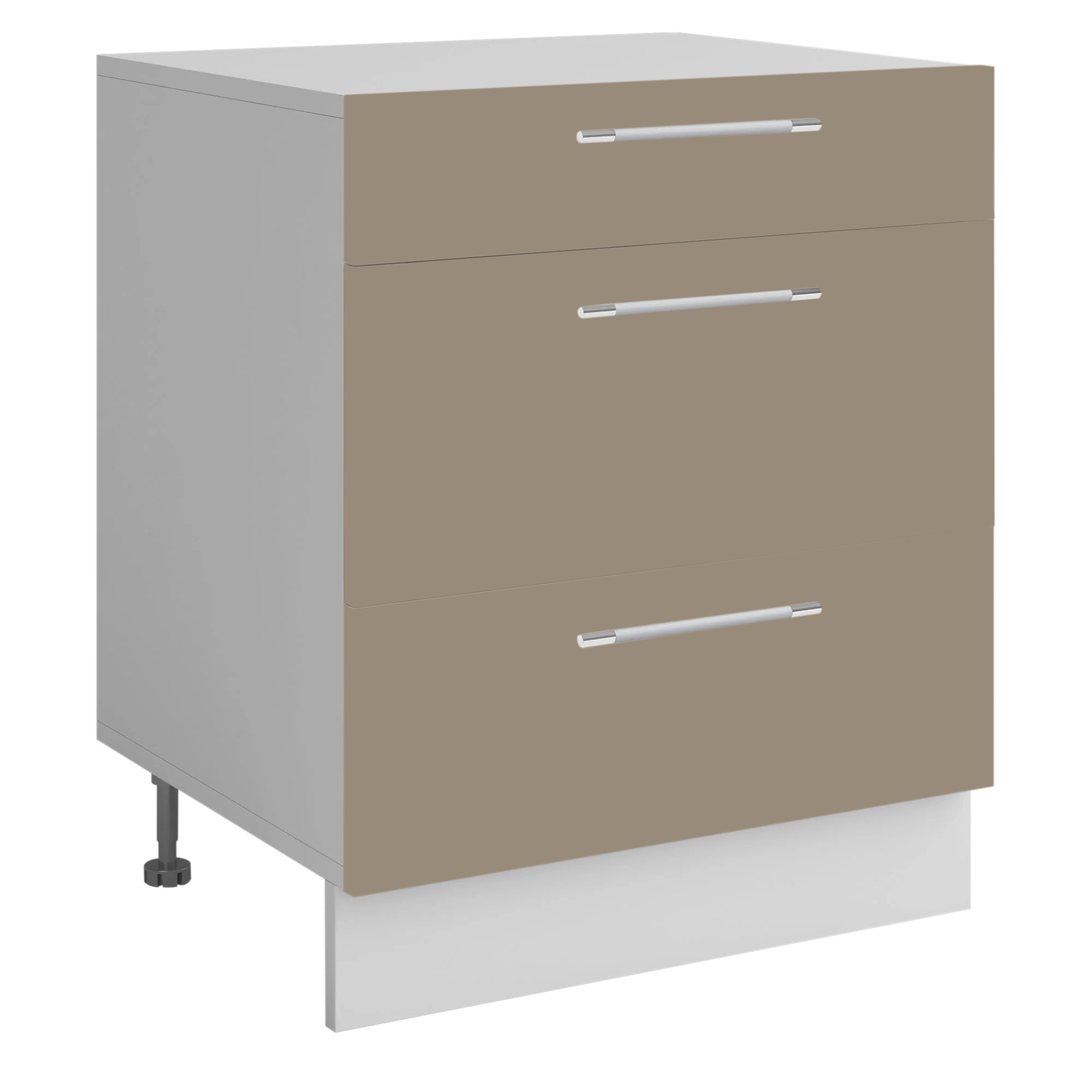 Meuble de cuisine casserolier 3 tiroirs sable mat L 60 x H 72 cm ( Partie haut non couvert )
