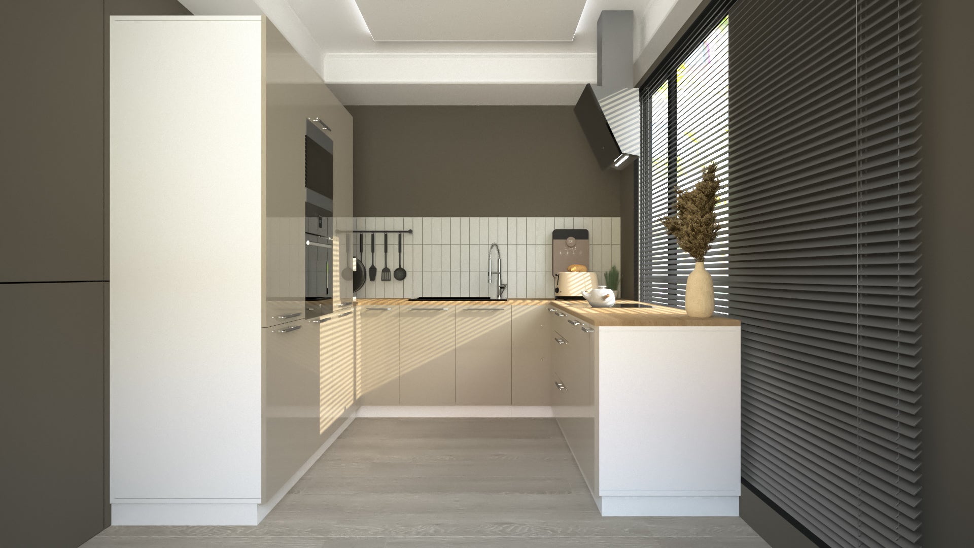 Cuisine complète U-Deluxe beige laquée